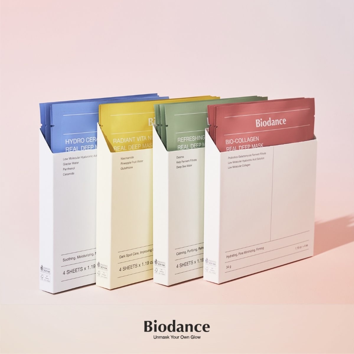 ماسک ورقه ای ریل دیپ ماسک بیودنس در ۲مدل کلاژن و جوانساز BIODANCE Real Deep Mask